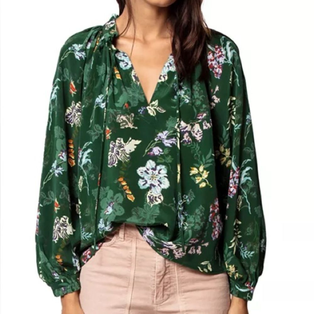 Zadig & Voltaire Theresa Floral Printed Silk Tunic In Green Size XS
